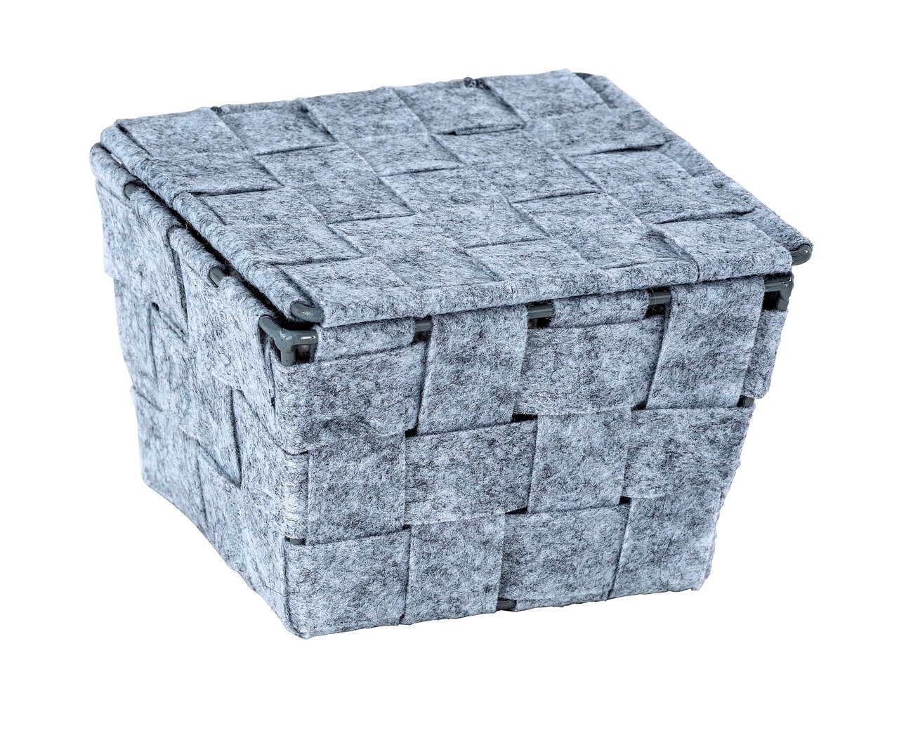 Cos depozitare cu capac, Adria Feltro square, 14 x 9.4 x 14 cm, poliester, gri - imagine 4